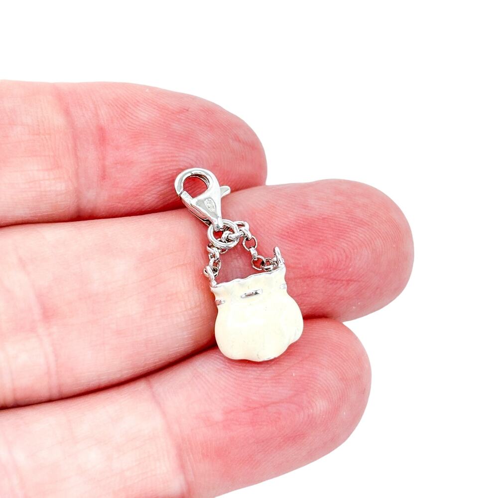Vintage Sterling Silver 925 | Agatha Paris White Enamel Bag Charm